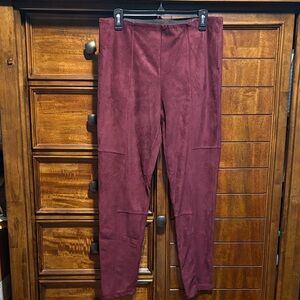 Worthington Faux Suede Burgundy Leggings